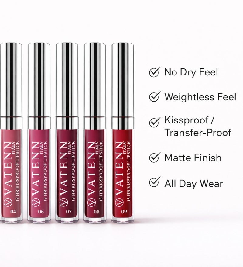 VATENN ITALY 18 Hr Kissproof Lipstick 11 Matte liquid lipstick, Lead-Free ,No Dry Feel, Weightless Feel, Vinyl Ink Kissproof /Lip Lingerie Transfer-Proof, All Day Wear. - Image 5